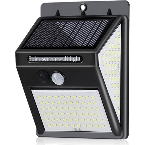 Lampe Solaire Extérieur Lmape Mural Etanche avec Détecteur de Mouvement 144LED Lumière Solaire Eclairage Extérieur Lampe de Sécurité
