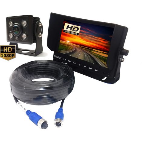 Kit caméra de recul grand angle Expert PRO AHD 1080p + moniteur 7" 12V/24V, portée 15 m, connecteur 4 broches