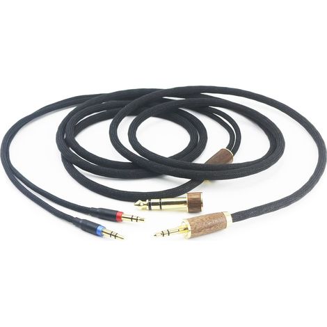 Câble audio en cuivre plaqué argent 7N - 2 m - 3,5 mm - Adaptateur 6,35 mm - Compatible avec écouteurs Sundara, Ananda, Arya, HE400SE, HE4XX, HE-400i (version 2x (1/5)