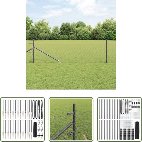 vidaXL Stahl und PVC - Zaunpfosten Grau 50 x 0,5 m (36 mm Netz) Stahl und PVC (1/5)