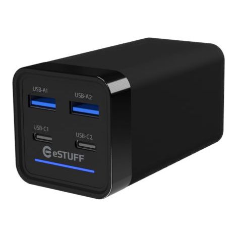 Cargador multipuerto eSTUFF PD65W 2x USB-C + 2x USB-A, ES635200