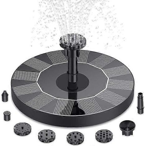 Pompe à eau solaire, démarrage en 3 secondes, 1,4 watt, sans piles, 6 buses, 13 modes, fontaine pour bassin de jardin. (1/5)