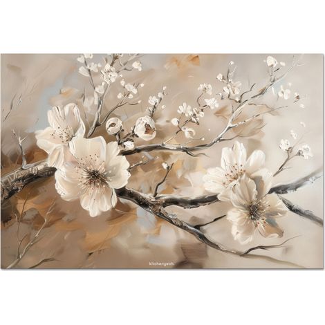 CRÉDENCE DE CUISINE Fleurs - Abstrait - Peint - Beige 90x60 (1/5)