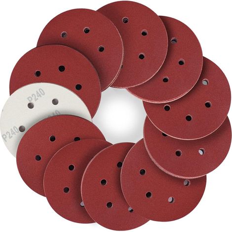 Schleifpapier 150mm Klett 6 Loch P240 für Exzenterschleifer Holz Metall Kunststoff (1/5)