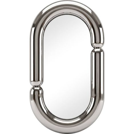 sweeek - Miroir ovale finition glossy 70cm argenté - Adia