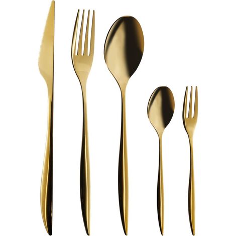 Set di posate da 30 pezzi per ogni occasione in Acciaio inossidabile oro Farfalle (1/5)