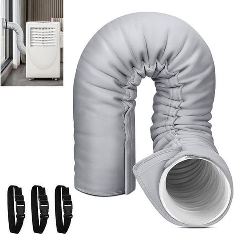 Isolierhülle für Klimaanlagenschlauch - 150 × 53,3 cm - 3 verstellbare Gurte - Sonnen- und Staubschutz - Durchmesser 12,7–15 cm [Höhe] (1/3)