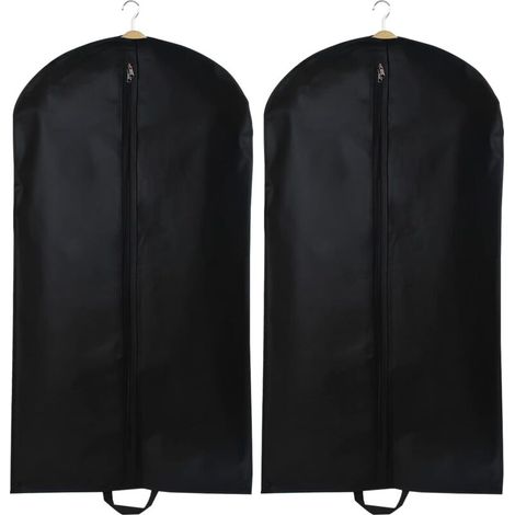 2 sac de costume, protège vêtement respirant suspendu, housse anti poussière pliable, sac de rangement pour vêtements avec fermeture éclair, Pour l'organisation de la garde robe et les voyages (noir) (1/4)
