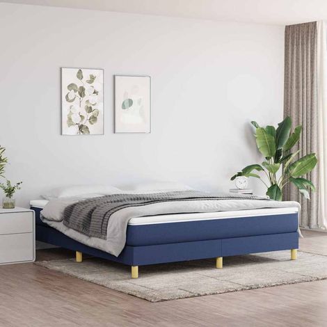 Lit double pour adulte Moderne - Lit à sommier tapissier avec matelas Bleu 180x200 cm Tissu BV236329 - BonneVie (1/5)