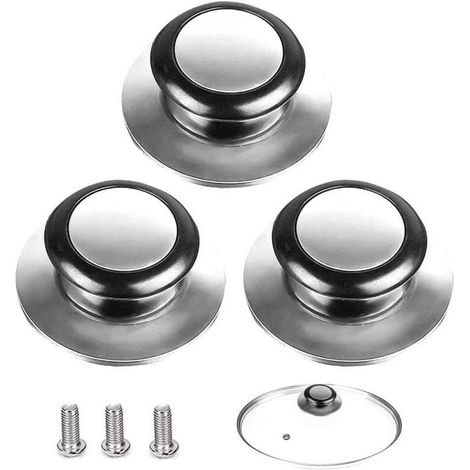 Bouton de Couvercle,3 Pièces Poignée Couvercle Casserole, Convient Pour Poignée de Couvercle en Verre, Couvercle de Casserole en Acier Inoxydable, Pour Les Ustensiles de Cuisine