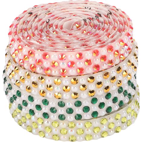 4-teiliges selbstklebendes Strassband, 1 Yard (ca. 91 cm), funkelnde Kristalle, elegantes DIY-Material, glänzendes Klebeband (1/5)