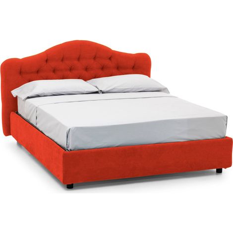 Letto Matrimoniale Arex, Sfoderabile, Contenitore Made in Italy, Arancione (1/5)