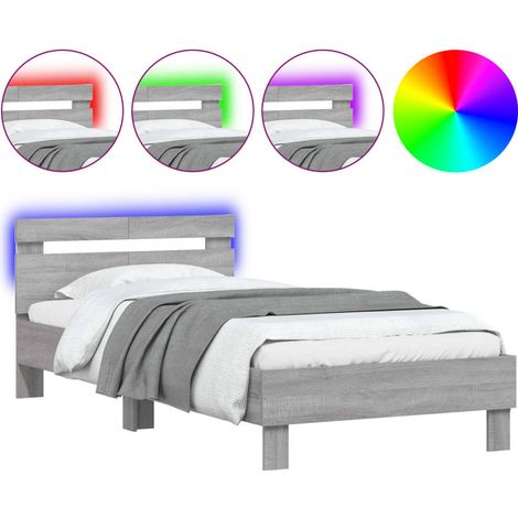 Maison Exclusive - Estructura de cama cabecero luces LED gris Son