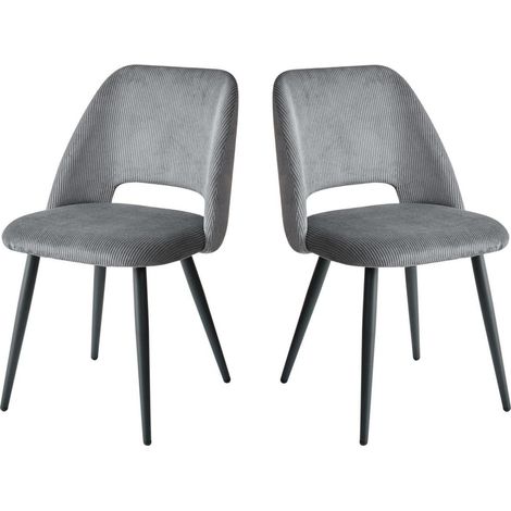 2er-Set Esszimmerstühle mit Cordbezug, gepolstert, grau (1/5)