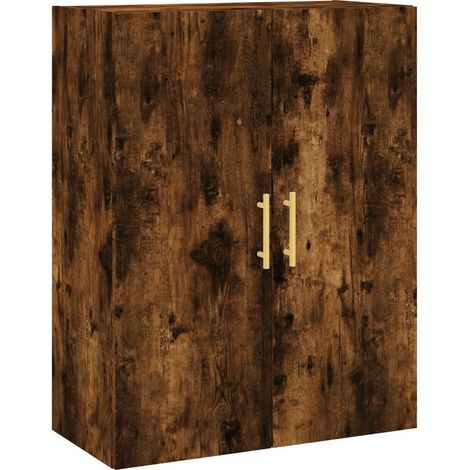 Elegante armadio da parete 69,5 x 34 x 90 cm grande spazio di archiviazione pratico stile contemporaneo in legno multistrato rovere fumo 020048579