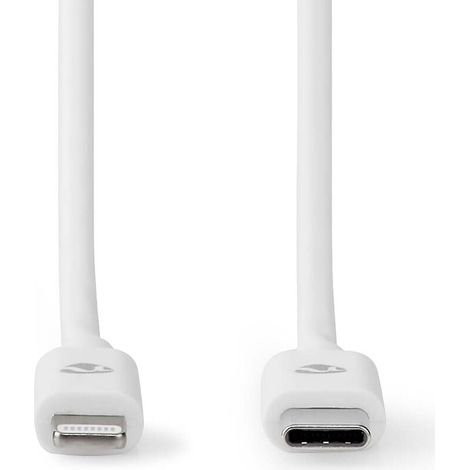 Nedis Lightning Kabel / USB 2.0 / Apple Lightning 8-Pin / USB-C™ Stecker / 480 Mbps / Vernickelt / 2.00 m / Rund / PVC / Weiss / Label