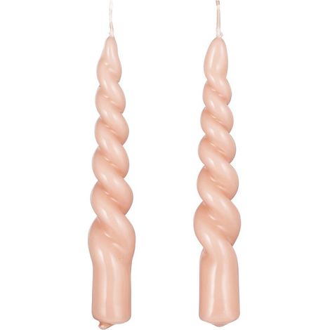 Lot de 2 Bougies Torsadées pour Chandelier et Bougeoir Décoration Maison Rose H15 x Ø2,2 cm - PANGIVO (1/4)