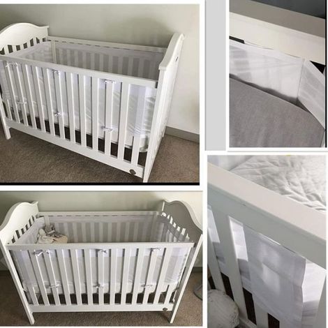 Tours de Lit en Maille Respirant 4 Côtés Anti-Collision pour Lit Bébé - Blanc (1/5)
