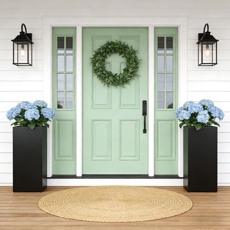 Lot de 2 bacs à planter extérieurs hauts, bac carré métallique de 76 cm de haut avec étagère intérieure amovible, pots à planter noirs hauts modernes et résistants, pour porche, balcon, terrasse et us (1/5)