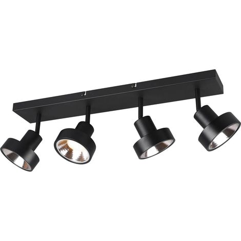 Spot plafond rampe LEON noir métal 4xGU10 dimmable Trio (1/5)