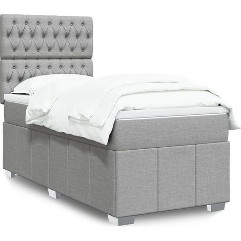 Boxspringbett mit Matratze Hellgrau 90x200 cm Stoff vidaXL