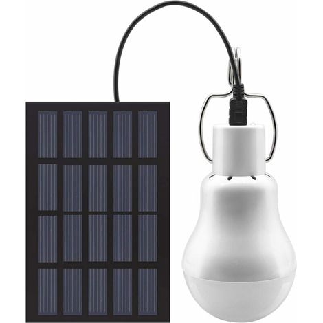 Lampe LED solaire portable avec panneau solaire pour jardin, terrasse, intérieur, extérieur, randonnée, camping, tente, pêche (1/5)