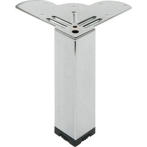 Pied carré acier chromé 30x30mm – Hauteur réglable 150mm – Fixation par vis – Pour projets de bricolage (1/2)