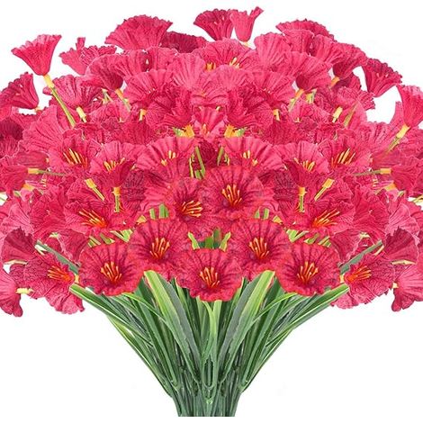 24 bouquets de fleurs artificielles d'extérieur, résistantes aux UV, fausses plantes en plastique inaltérables, décoration pour jardin, porche ou jardinière.-AquaForge (1/5)