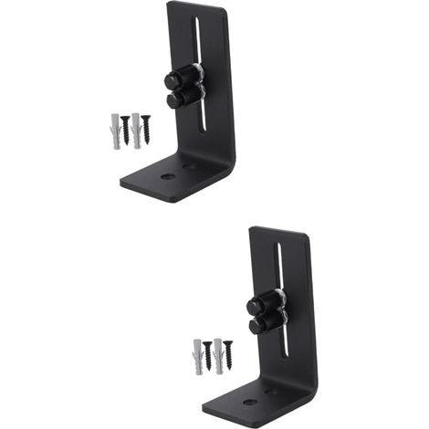 2 pièces guide de sol pour porte coulissante, acier, noir (1/5)