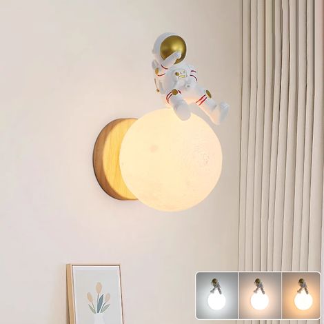 Applique murale avec ampoule, Lampe de chevet LED, Applique Astronaute Lune design, Veilleuse, 3 températures de couleur, Cadeaux de Noël (1/5)