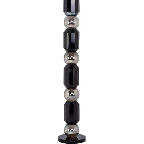Bougeoir haut en cristal facetté chic - noir fumé (1/4)