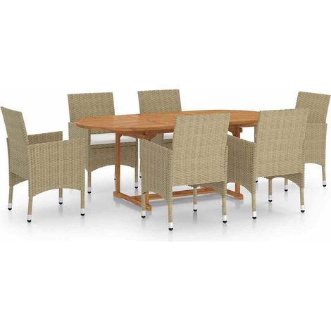 Maison Exclusive - Juego de comedor de jardín 7 piezas ratán sint (1/5)