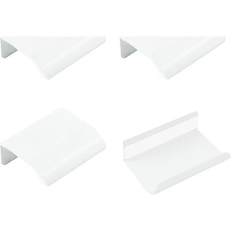Poignée à tirer du bout des doigts, lot de 4 poignées cachées en alliage d'aluminium invisibles 50 mm blanc pour meubles, poignées autocollantes instantanées pour tiroirs et placards (1/5)