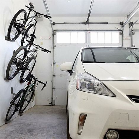 Soporte de pared para bicicletas de acero al carbono – Juego de 3 – Carga máxima 100 kg – Compatible con bicicletas de montaña, de carretera y plegables (1/4)