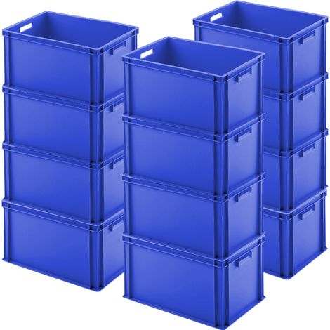 BRB 12x Euro-Stapelbehälter, LxBxH 600x400x320 mm, blau, PP, lebensmittelecht