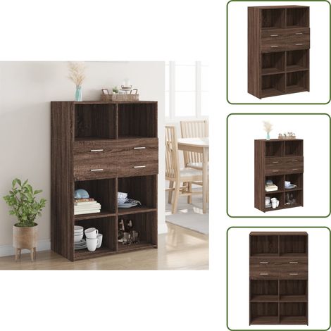Highboard Braun Eichen-Optik 80x42,5x124 cm Holzwerkstoff - Sideboard - Hochschrank - Wohnraumgestaltung - Eiche Dekor - Regal (1/5)
