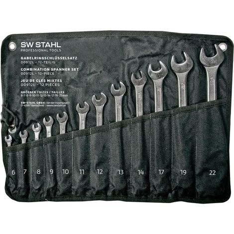 SW-Stahl 00912L Gabelringschlüsselsatz 6-22 mm, 12-teilig I Ringschraubenschlüssel I Doppel-Schraubenschlüssel I Ringschlüssel-Set I Maulschlüssel I Ringmaulschlüssel
