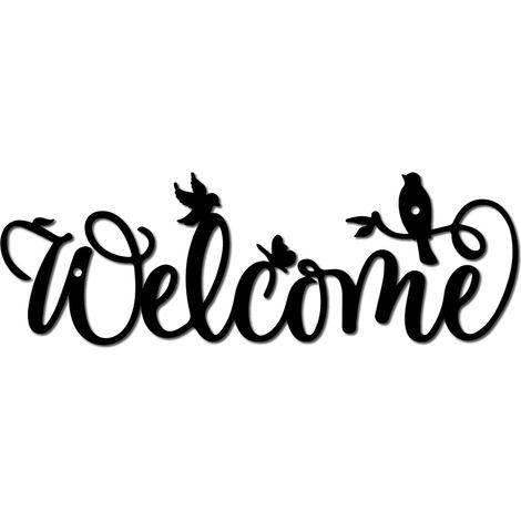 Décoration murale métallique oiseaux sur branches, silhouette noire 30x10 cm, pour balcon, jardin ou yoga
