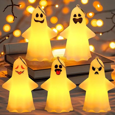 Set mit 5 Geister-Lichterketten für Halloween, wasserdichte dekorative Außenbeleuchtung, mit Schlüsselring. (1/5)