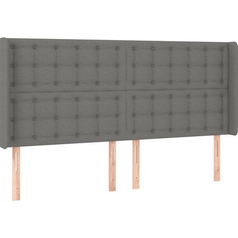 Testiera letto accessorio camera da letto mobili LED 203 x 16 x 118/128 cm tessuto grigio scuro TDL0201063