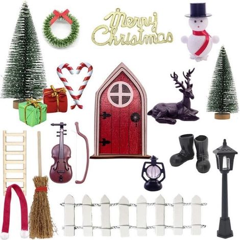 Kit Porte Lutin de Noël, Lutin Farceur de Noel Kit, Lutin de Noel Accessoires avec Couronne de Noel, Decoration Noel Cadeaux (1/2)