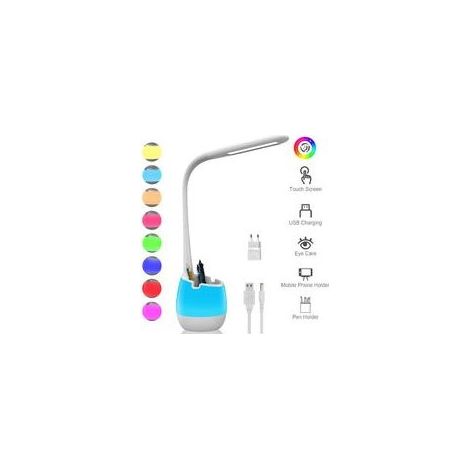 Lampe de Bureau Flexible, Lampe Rechargeable avec Veilleuse Colorée/ 3 Modes et 3 Niv. de luminosité/Contrôle Tactile - RWLampe de bureau (1/4)