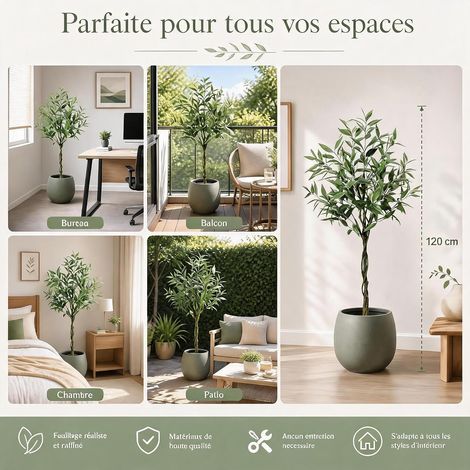 Eucalyptus Artificiel 150cm, Arbre Artificiel avec Pot, Plante Artificielle Décoration Intérieure et Extérieure pour Bureau, Salon, Jardin (1/5)