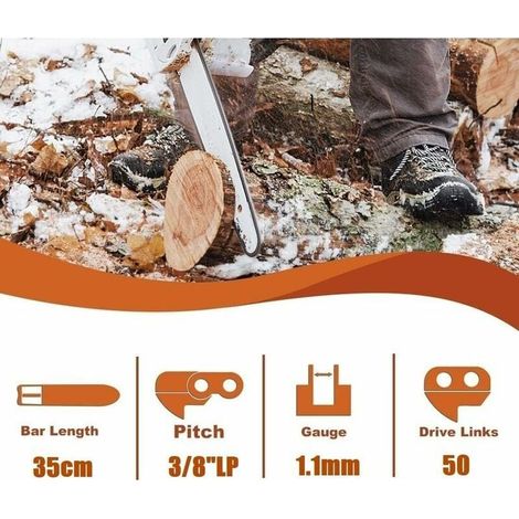 Lot de 3 Chaîne de tronçonneuse Faible Rebond 3/8"LP 50 maillons 1,1mm 35 cm Compatible pour Stihl MS170 MS180 MS192T - 3610 000 0050
