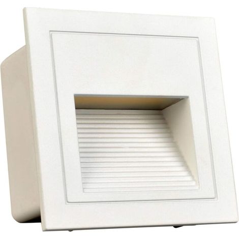 Lot de 4 appliques murales encastrées carrées à LED 3 W, blanc froid IP65, éclairage d'escalier, éclairage de marche, aluminium, éclairage et lumières décoratives