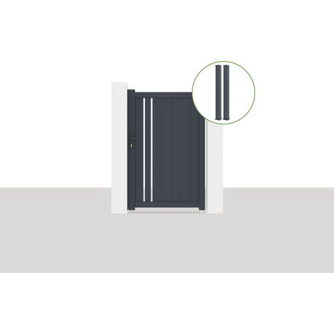 Pack Portillon 1m GIONA H.160cm + 2 poteaux EIFEL H.190cm Gris (1/5)