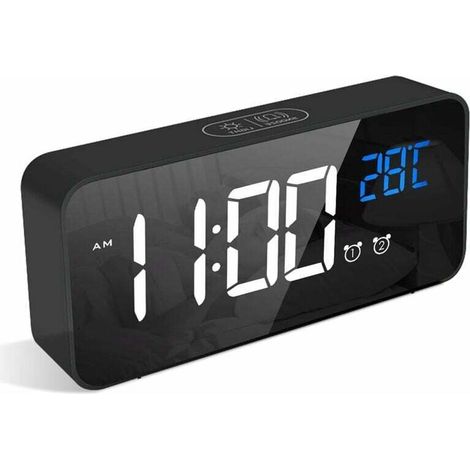 Digital Alarm Clock, LED Alarm Clock with Snooze Function, Charging Ports (Black) (1/4)