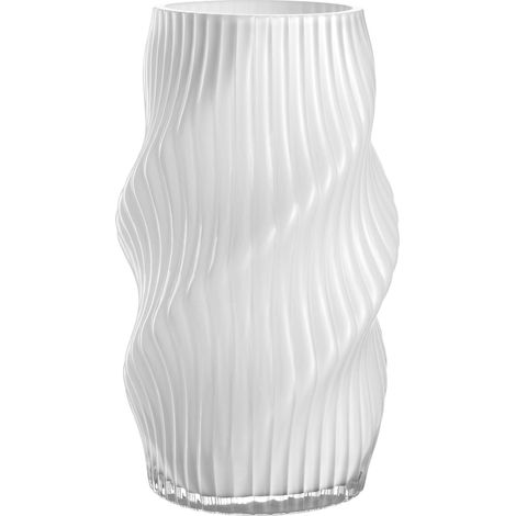 Vase à Fleurs, pour décoration de Table, Design incurvé, en Verre, Accessoire de Table, Hauteur 30 cm, Blanc (1/4)
