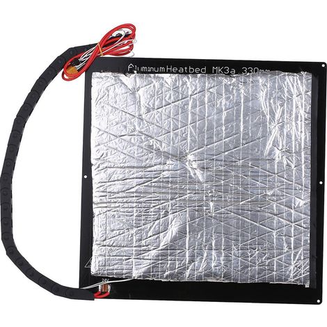 24V 3D-Drucker-Upgrade: Heizbett MK3, Aluminiumplatte 330 x 330 x 3 mm, inklusive Kabel und Isolierung. (1/5)