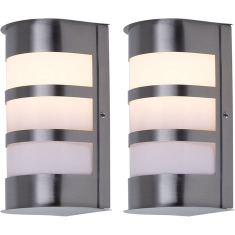 Set di 2 luci da esterno in acciaio inox da parete per casa, faretti per vialetti da cortile IP44